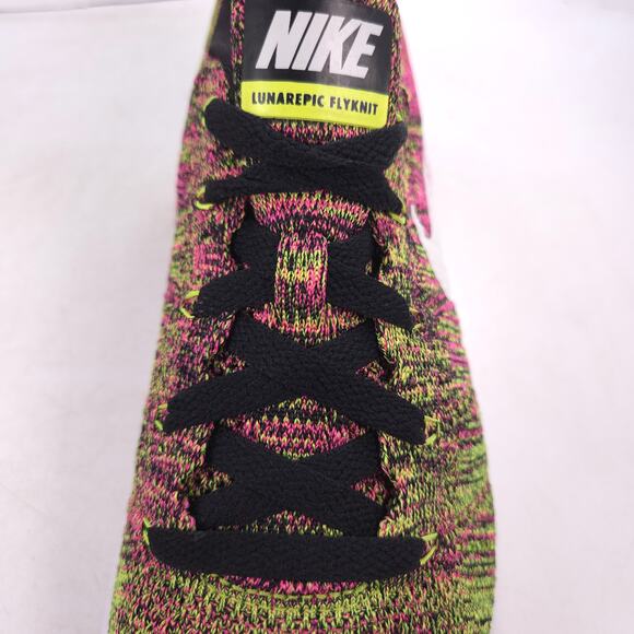 Nike Lunar Epic Flyknit 2 Athletic Running Shoe Men Size 8 844862-999 Pink Green - Picture 9 of 10